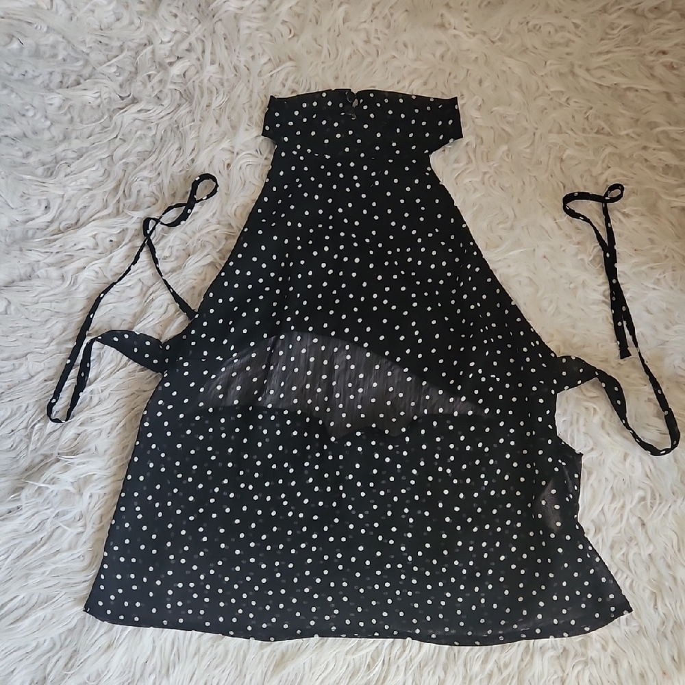 Pull&Bear Black Sheer Polka Dot Top